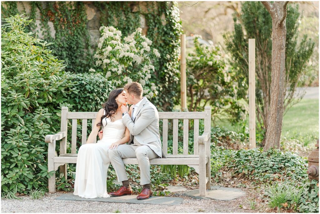 The Skylands manor engagement session couple posing for pictures
